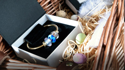 easter basket with a Trollbeads bangle with beautiful glass beads