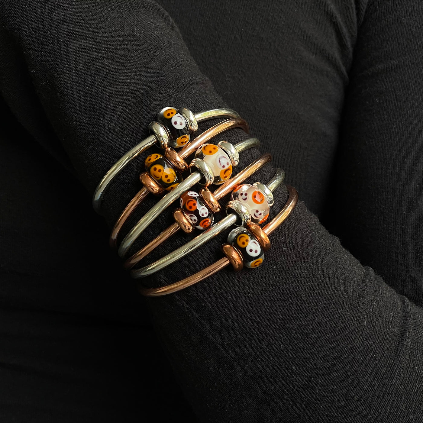 Halloween Bangle Set Silber mit Spass Bead - Limited Edition