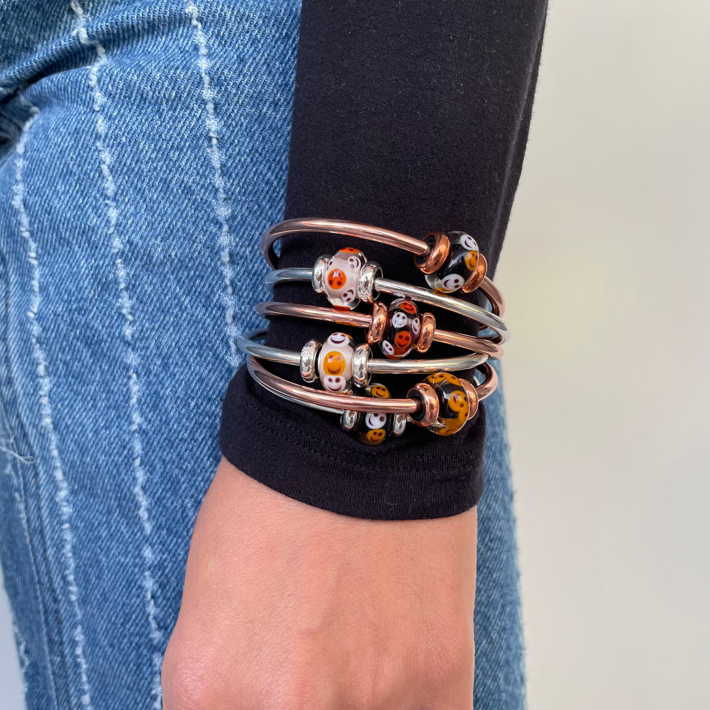 Halloween Bangle Set Silber mit Spass Bead - Limited Edition