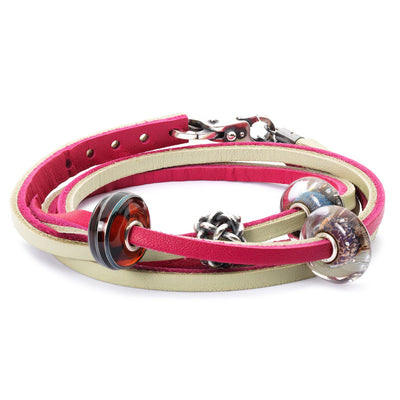 Armband Leder Kirschrot/Salbeigrün