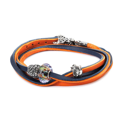 Leather Bracelet Orange/Navy